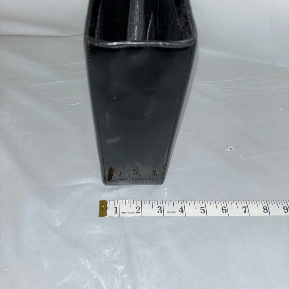 Authentic Chanel Black Patent Logo Tote Bag